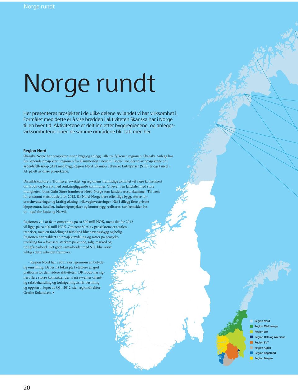 Region Nord Skanska Norge har prosjekter innen bygg og anlegg i alle tre fylkene i regionen.