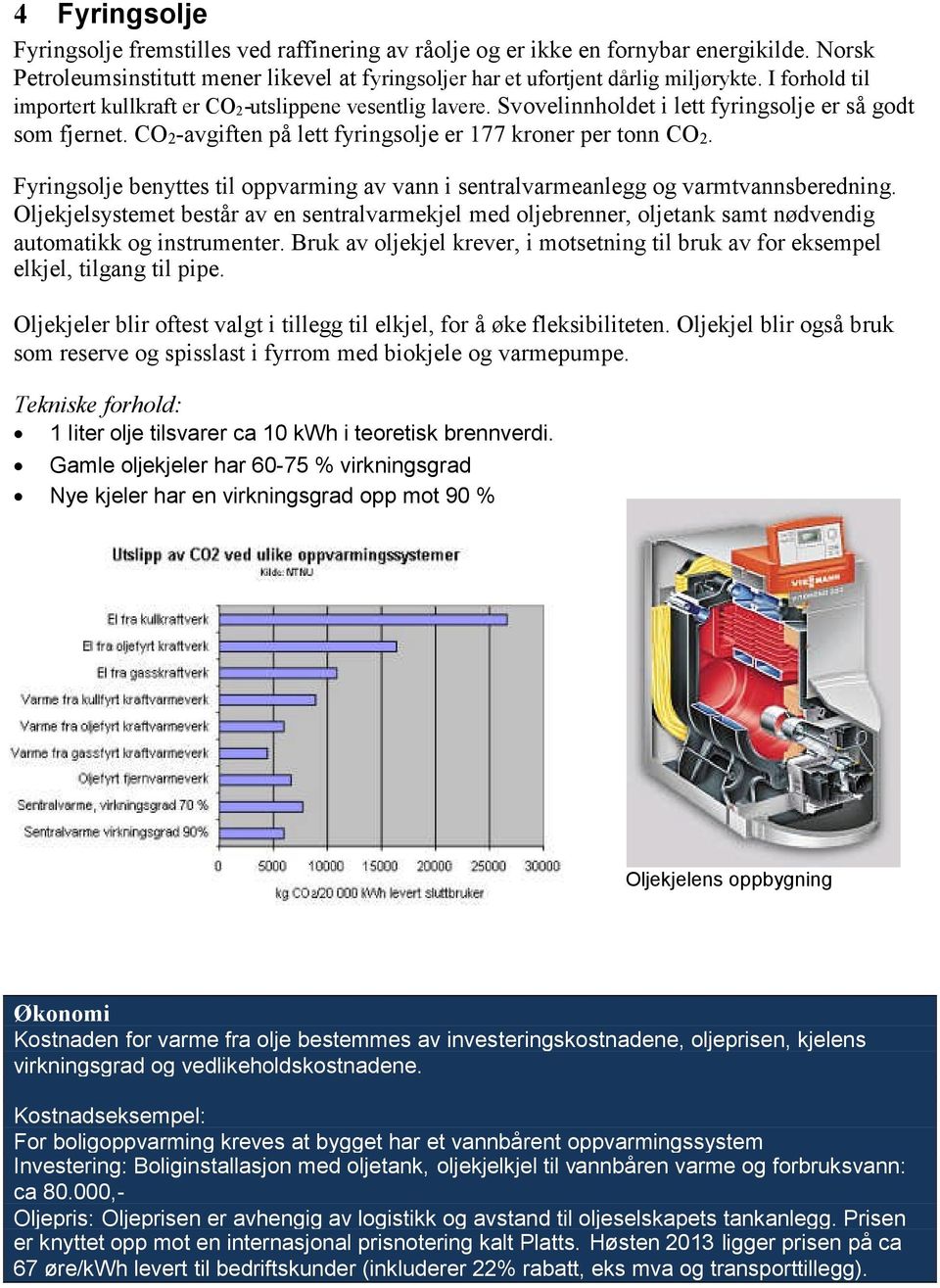 Fyringsolje benyttes til oppvarming av vann i sentralvarmeanlegg og varmtvannsberedning.