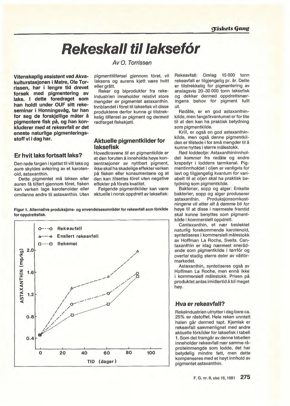 Reker og biprodukter fra rekeforsak med pigmentering av industrien inneholder relativt store laks' 'Oredraget mengder av pigmentet astaxanthin.