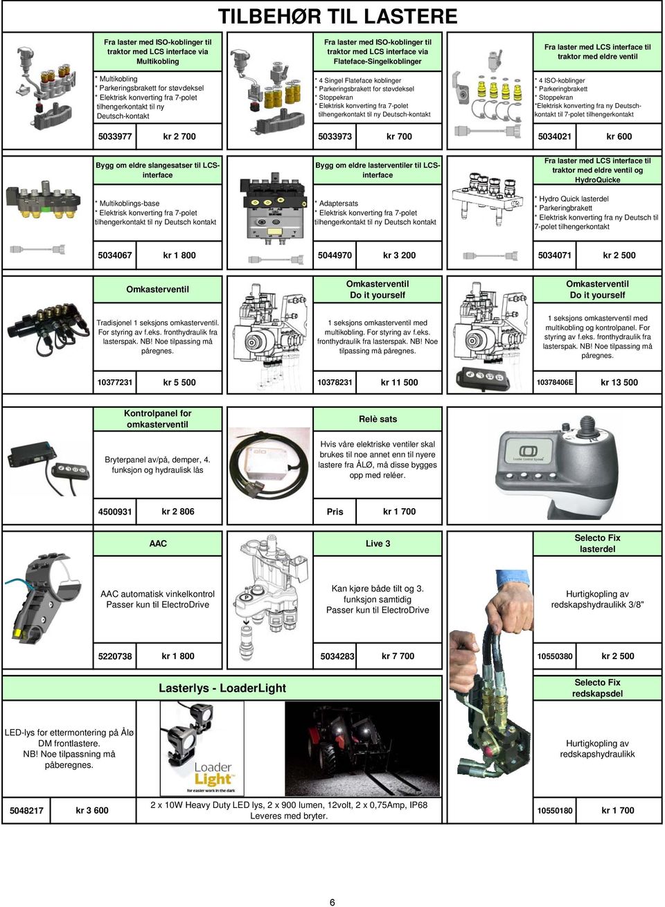 støvdeksel * Stoppekran * Elektrisk konverting fra 7-polet tilhengerkontakt til ny Deutsch-kontakt 5033973 kr 700 Fra laster med LCS interface til traktor med eldre ventil * 4 ISO-koblinger *