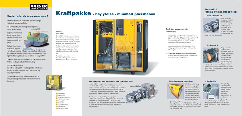 Investering CSDX Derfor er effektiv energibruk av stor betydning Energiinnsparing Energikostnader ved trykkluftfremstilling.