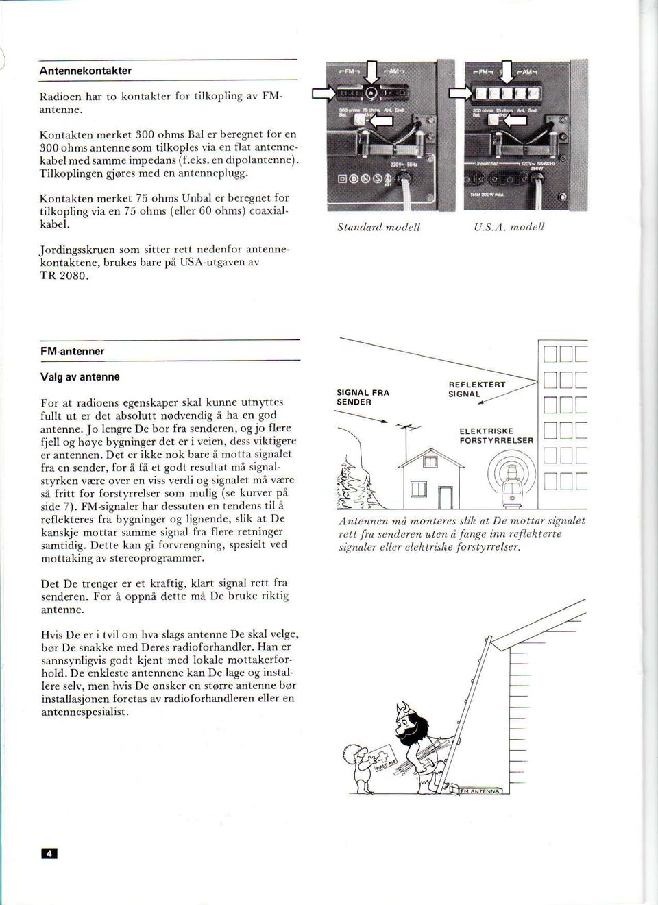 FM{ntenner Valg av antenne For at radiocns egenskap r skal kunne utnyttes fullt ut cr det absolult nodvendig n ha en god antenne.