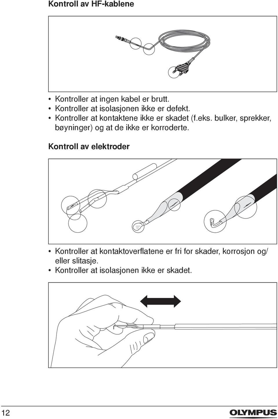 bulker, sprekker, bøyninger) og at de ikke er korroderte.