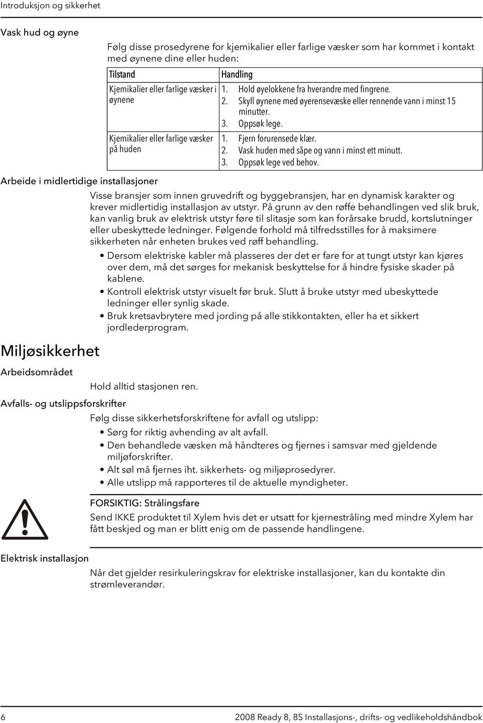 2. Vask huden med såpe og vann i minst ett minutt. 3. Oppsøk lege ved behov.