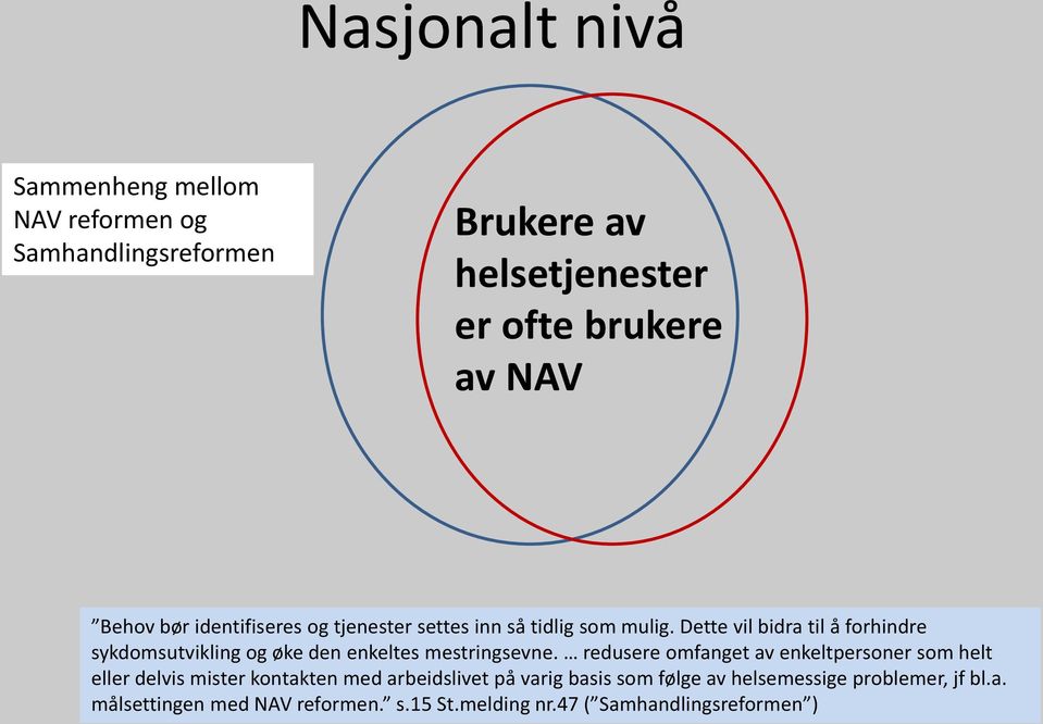 Dette vil bidra til å forhindre sykdomsutvikling og øke den enkeltes mestringsevne.