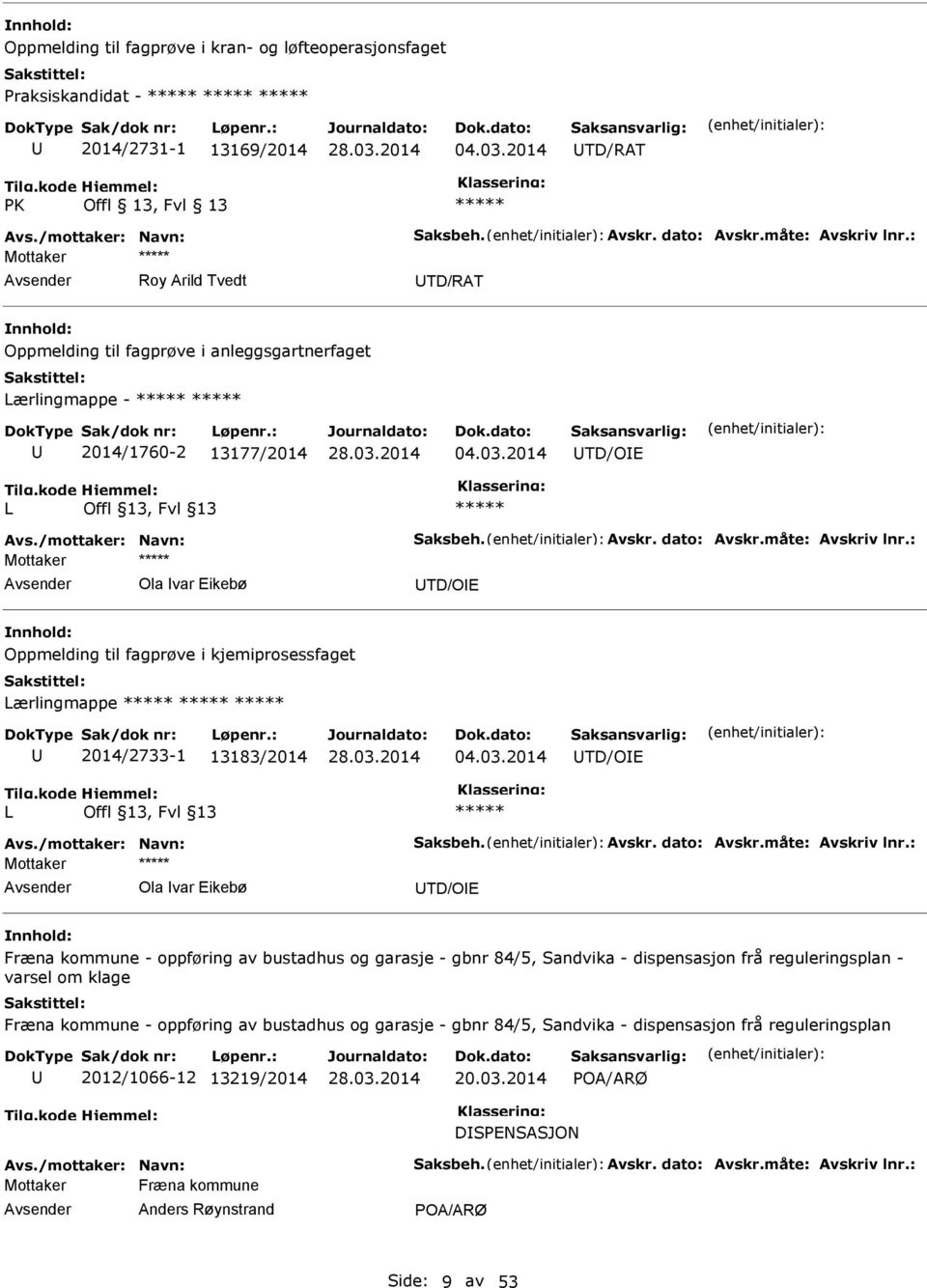 måte: Avskriv lnr.: Ola var Eikebø TD/OE Oppmelding til fagprøve i kjemiprosessfaget Lærlingmappe 2014/2733-1 13183/2014 04.03.2014 TD/OE L Avs./mottaker: Navn: Saksbeh. Avskr. dato: Avskr.