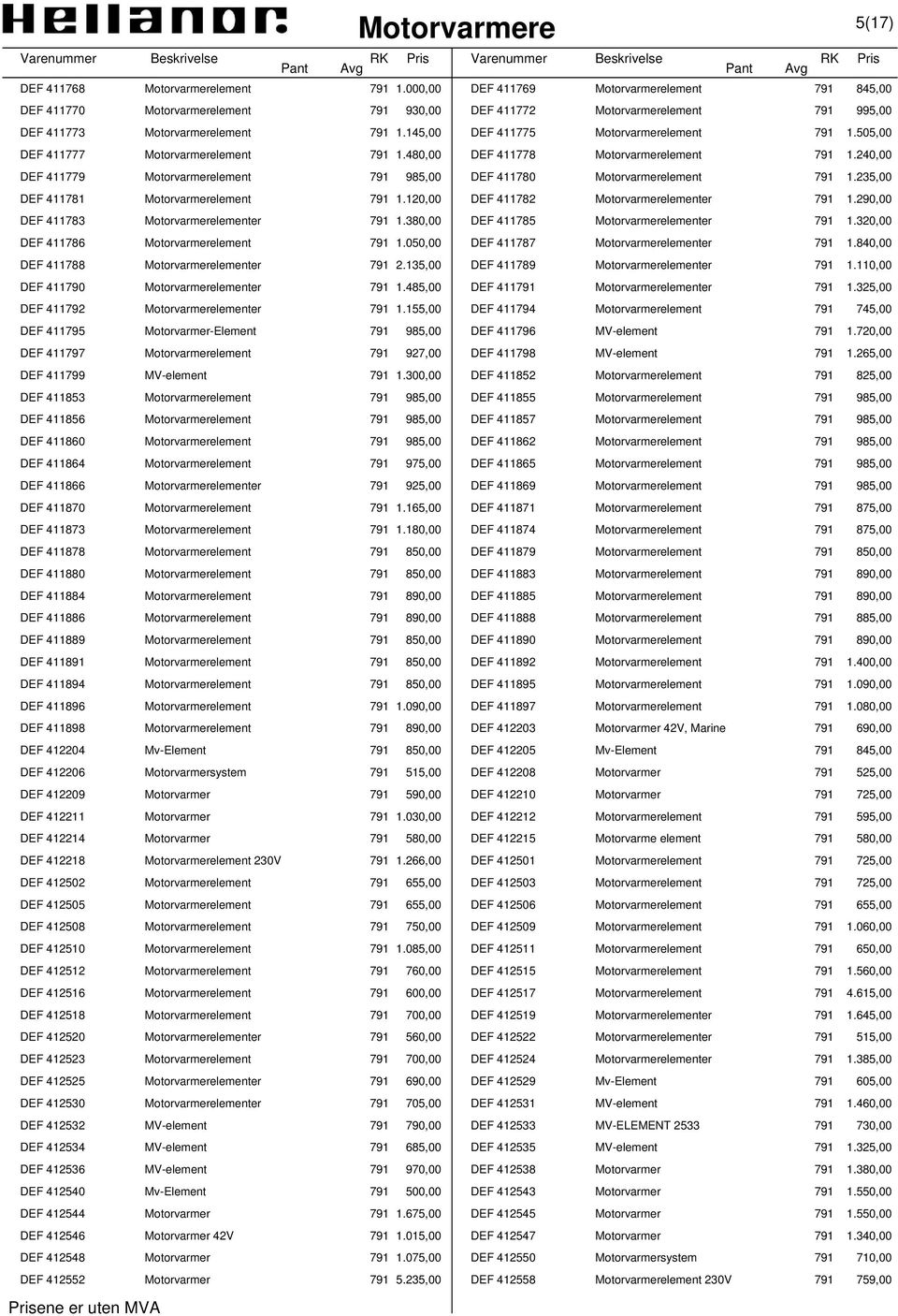 290,00 DEF 411783 lementer 791 1.380,00 DEF 411785 lementer 791 1.320,00 DEF 411786 lement 791 1.050,00 DEF 411787 lementer 791 1.840,00 DEF 411788 lementer 791 2.135,00 DEF 411789 lementer 791 1.