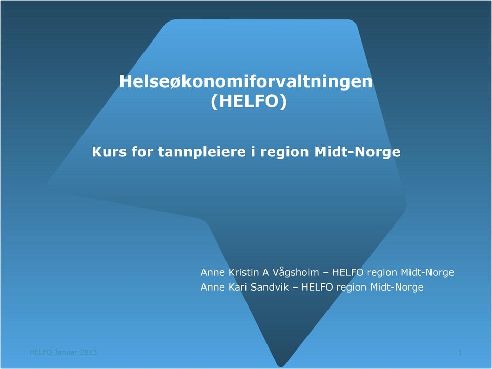 A Vågsholm HELFO region Midt-Norge Anne Kari