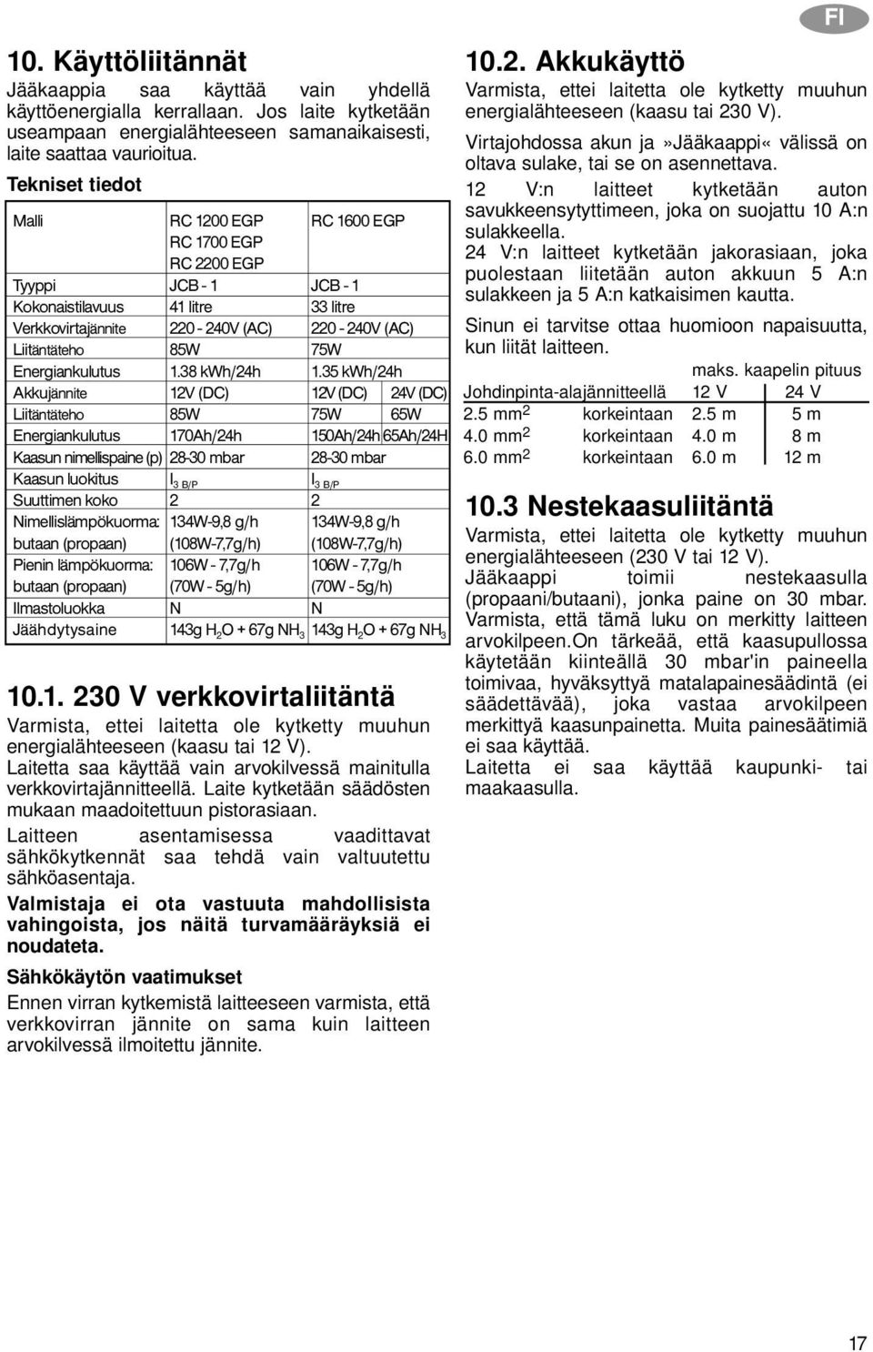 Energiankulutus 1.38 kwh/24h 1.