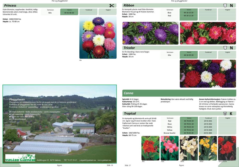 . Høyde: 30 cm 44 18 20 20 Canna Pluggplanter Pluggplanter av sommerblomster fra frø gir en god start på en lønnsom produksjon! Forbruket av pluggplanter har økt sterkt de siste årene.