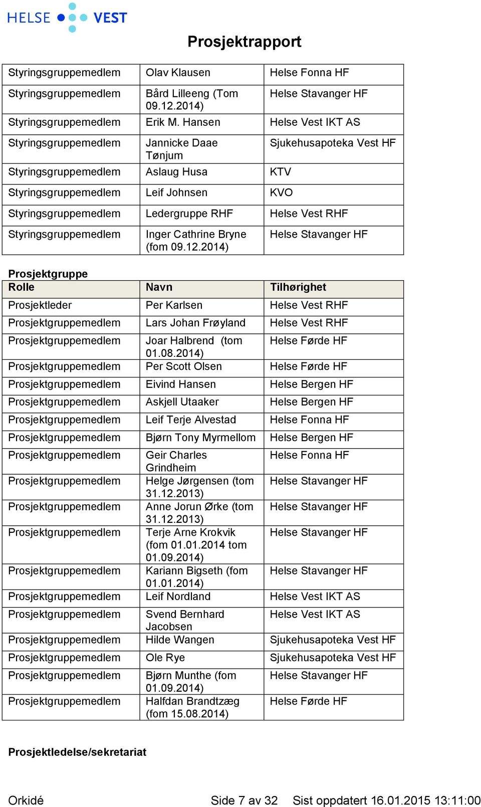 RHF Helse Vest RHF Styringsgruppemedlem Inger Cathrine Bryne (fom 09.12.