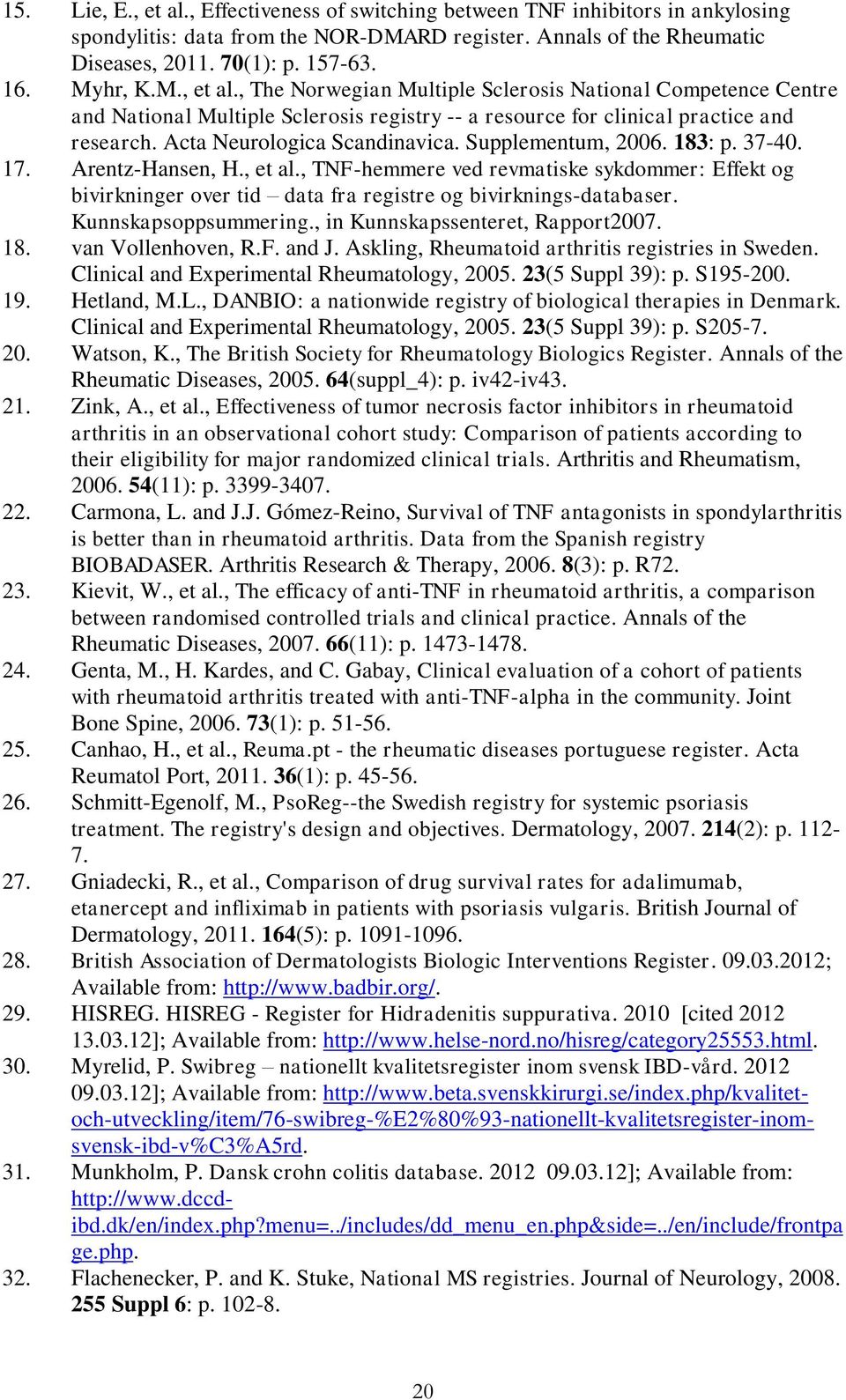 Acta Neurologica Scandinavica. Supplementum, 2006. 183: p. 37-40. 17. Arentz-Hansen, H., et al.