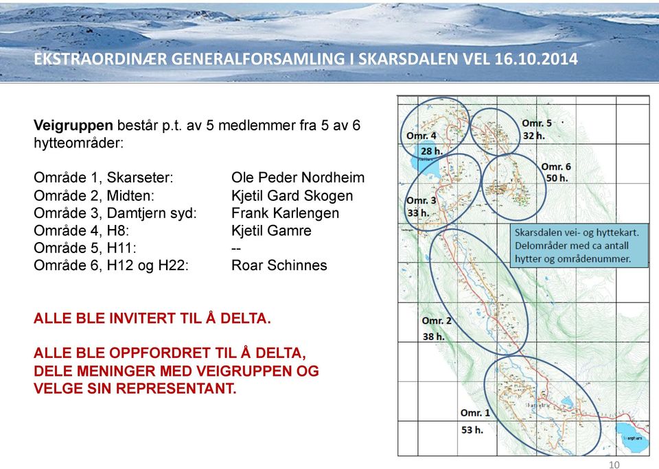 av 5 medlemmer fra 5 av 6 hytteområder: Område 1, Skarseter: Ole Peder Nordheim Område 2,