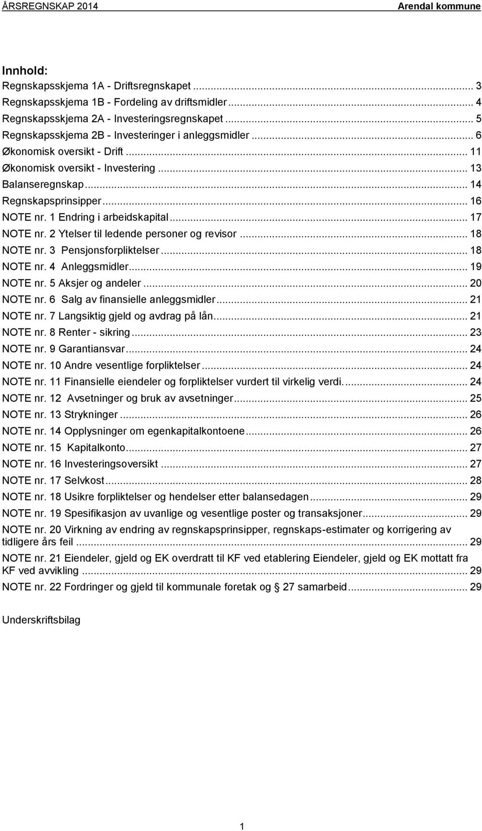 1 Endring i arbeidskapital... 17 NOTE nr. 2 Ytelser til ledende personer og revisor... 18 NOTE nr. 3 Pensjonsforpliktelser... 18 NOTE nr. 4 Anleggsmidler... 19 NOTE nr. 5 Aksjer og andeler.