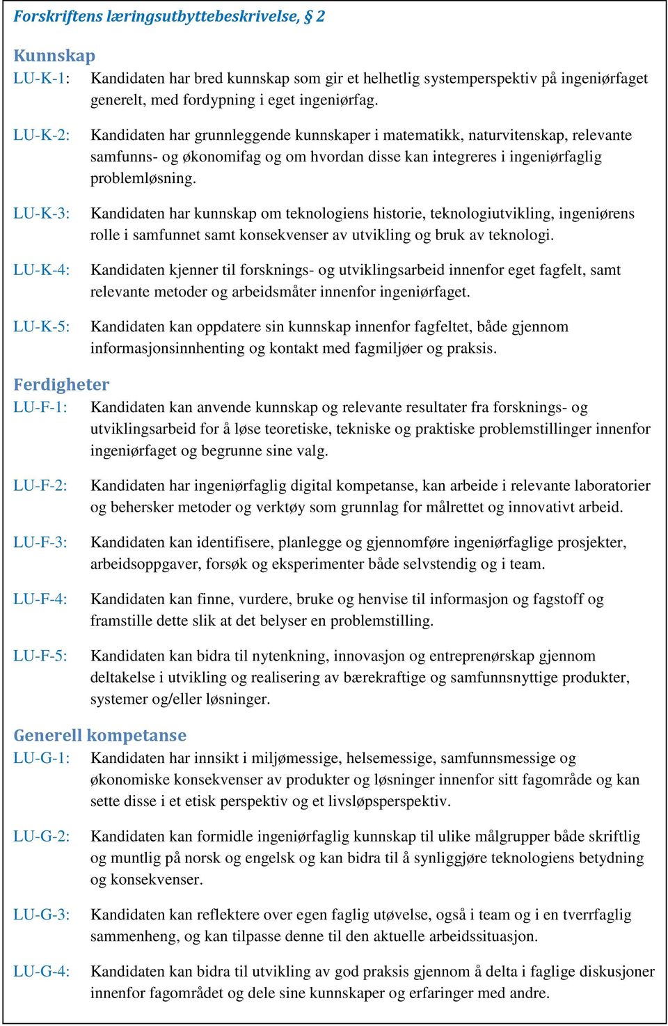 problemløsning. Kandidaten har kunnskap om teknologiens historie, teknologiutvikling, ingeniørens rolle i samfunnet samt konsekvenser av utvikling og bruk av teknologi.