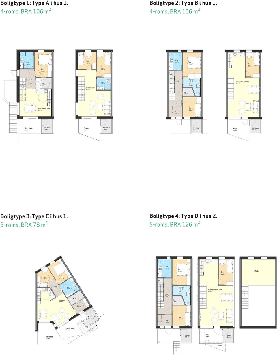 4-roms, BRA 106 m 2 Boligtype 3: Type C i hus 1.