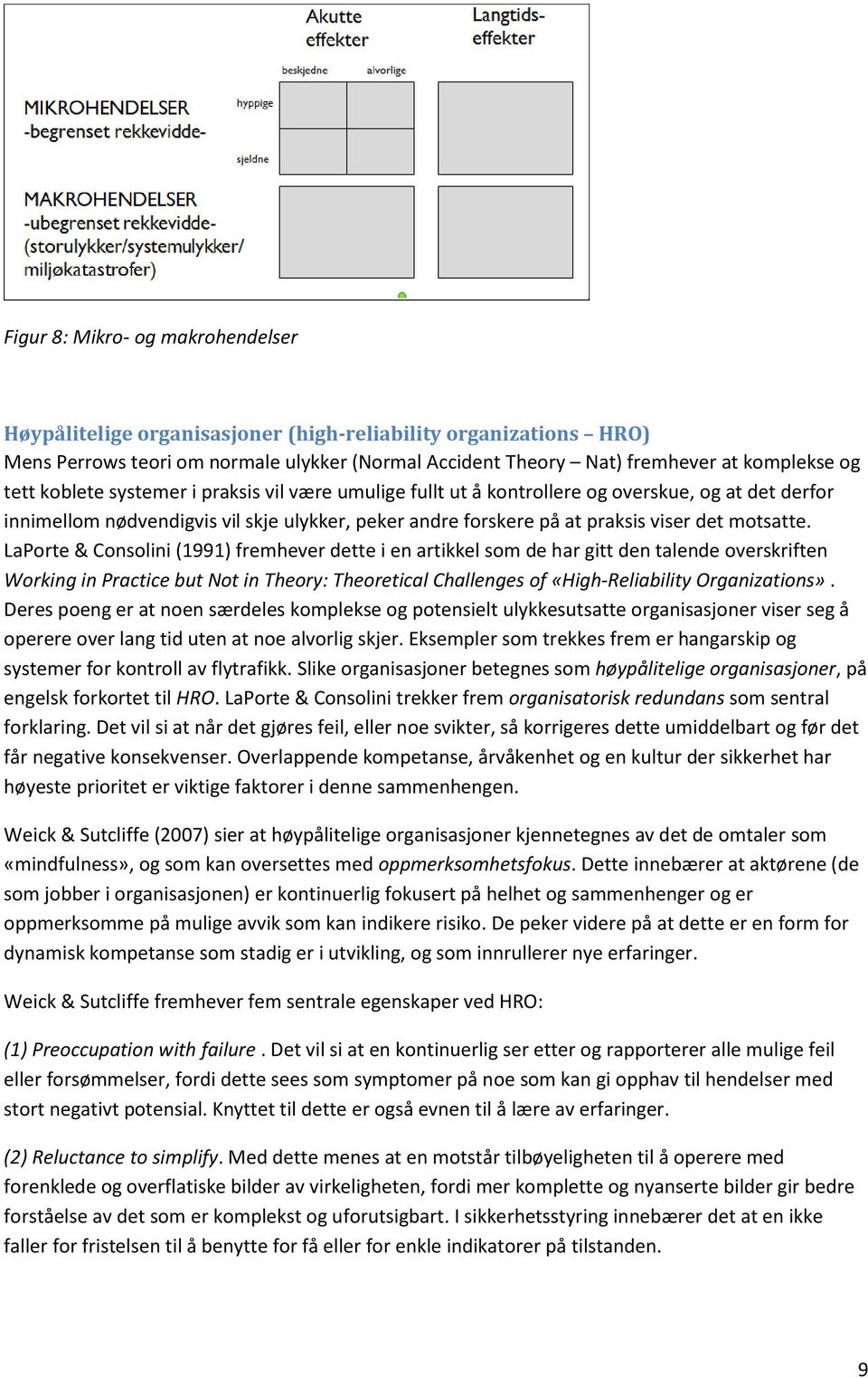 LaPorte & Consolini (1991) fremhever dette i en artikkel som de har gitt den talende overskriften Working in Practice but Not in Theory: Theoretical Challenges of «High-Reliability Organizations».