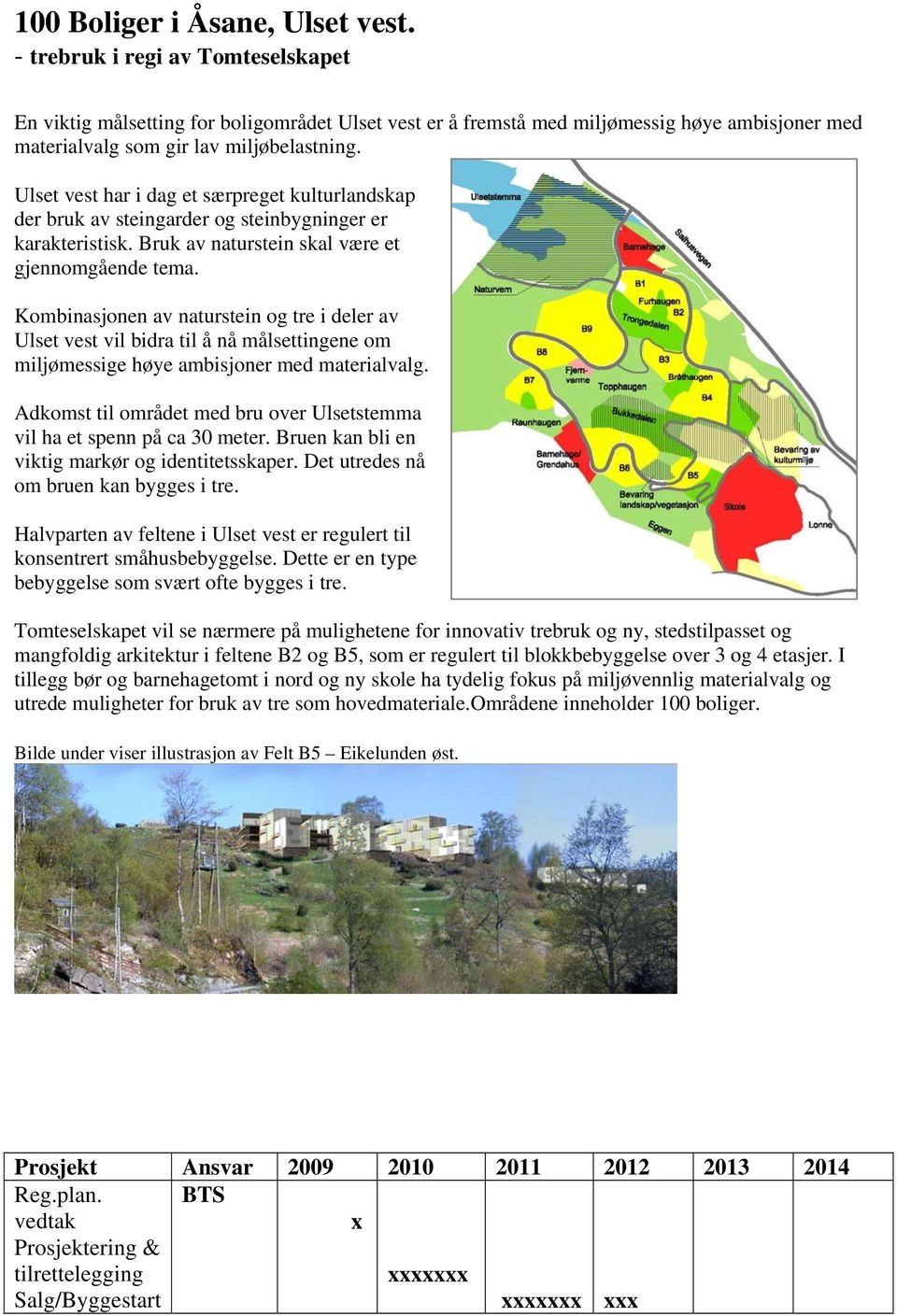 Ulset vest har i dag et særpreget kulturlandskap der bruk av steingarder og steinbygninger er karakteristisk. Bruk av naturstein skal være et gjennomgående tema.