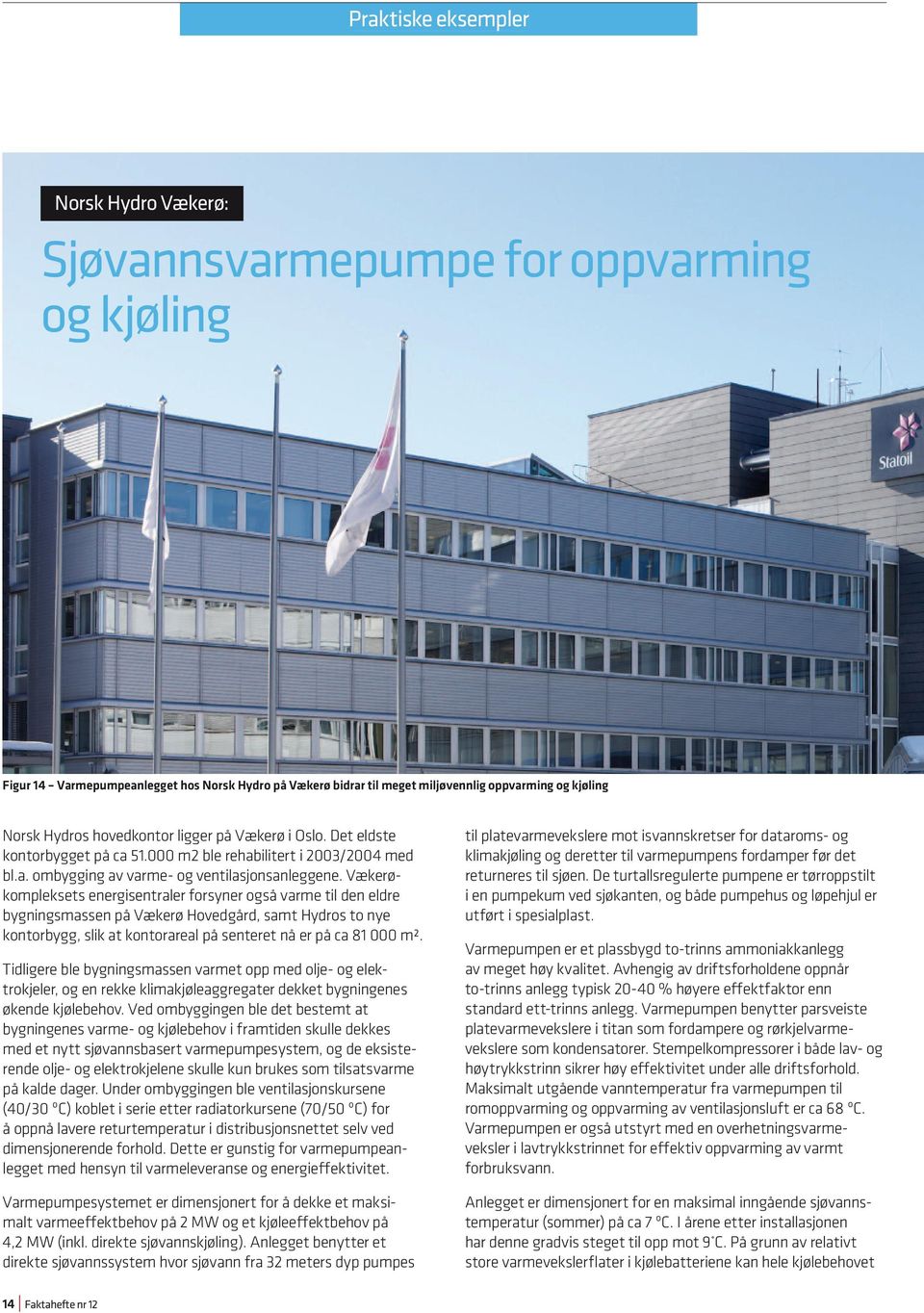 Vækerøkompleksets energisentraler forsyner også varme til den eldre bygningsmassen på Vækerø Hovedgård, samt Hydros to nye kontorbygg, slik at kontorareal på senteret nå er på ca 81 000 m².