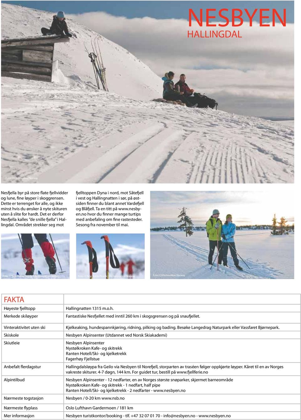 Området strekker seg mot fjelltoppen Dyna i nord, mot Såtefjell i vest og Hallingnatten i sør, på østsiden finner du blant annet Vardefjell og Blåfjell. Ta en titt på www.nesbyen.