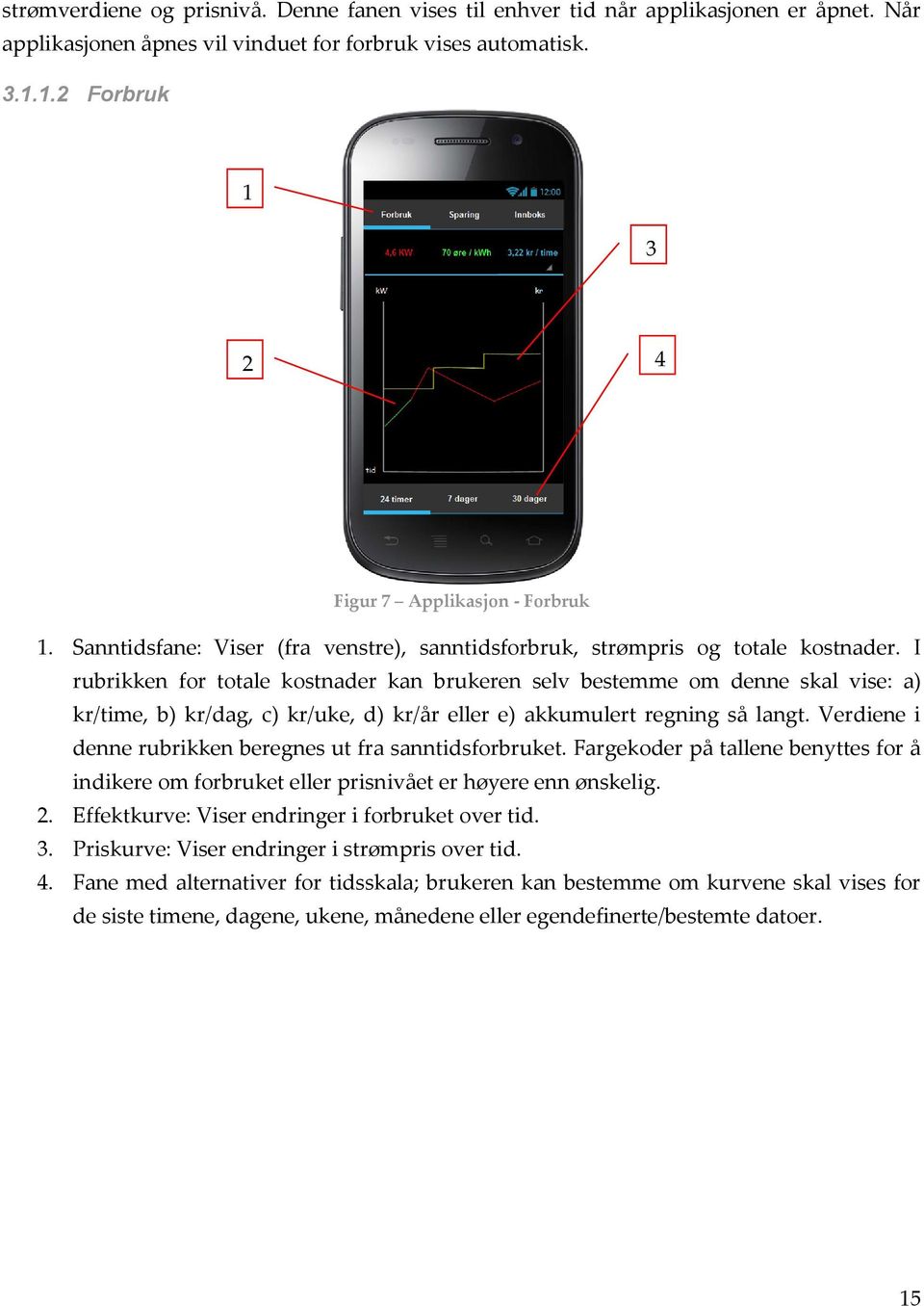 I rubrikken for totale kostnader kan brukeren selv bestemme om denne skal vise: a) kr/time, b) kr/dag, c) kr/uke, d) kr/år eller e) akkumulert regning så langt.