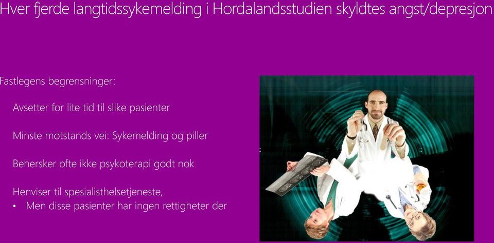 motstands vei: Sykemelding og piller Behersker ofte ikke psykoterapi godt nok