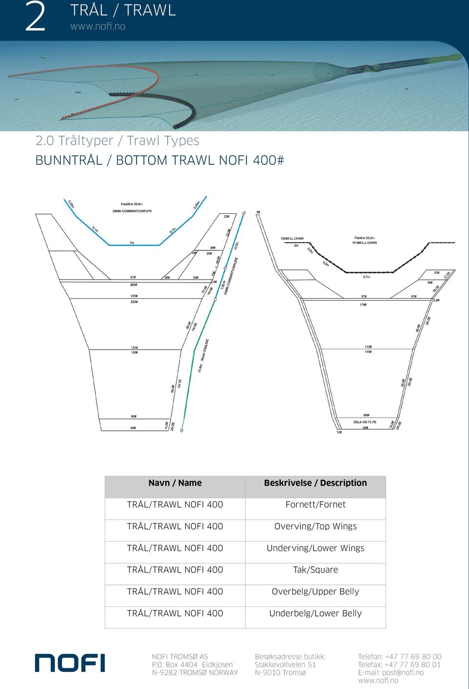 NOFI 400 /TRAWL NOFI 400 Fornett/Fornet Overving/Top Wings