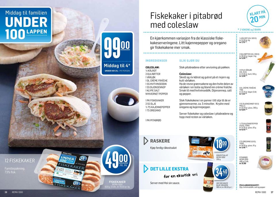 Ha de revne grønnsakene og den hvite delen av vårløken i en bolle og bland inn crème fraîche. Smak til med hvitvinseddik, Dijonsennep, salt og pepper. GULRØTTER (CA. 00 G) kr 6,50 pr.