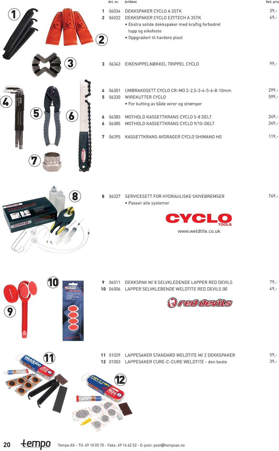 CYCLO,- 00 00 UMBRAKOSETT CYCLO CR-MO -,------0mm WIREKUTTER CYCLO For kutting av både wirer og strømper,-,- 0 0 MOTHOLD KASSETTKRANS CYCLO - DELT MOTHOLD KASSETTKRANS CYCLO /0-DELT,-,- 0