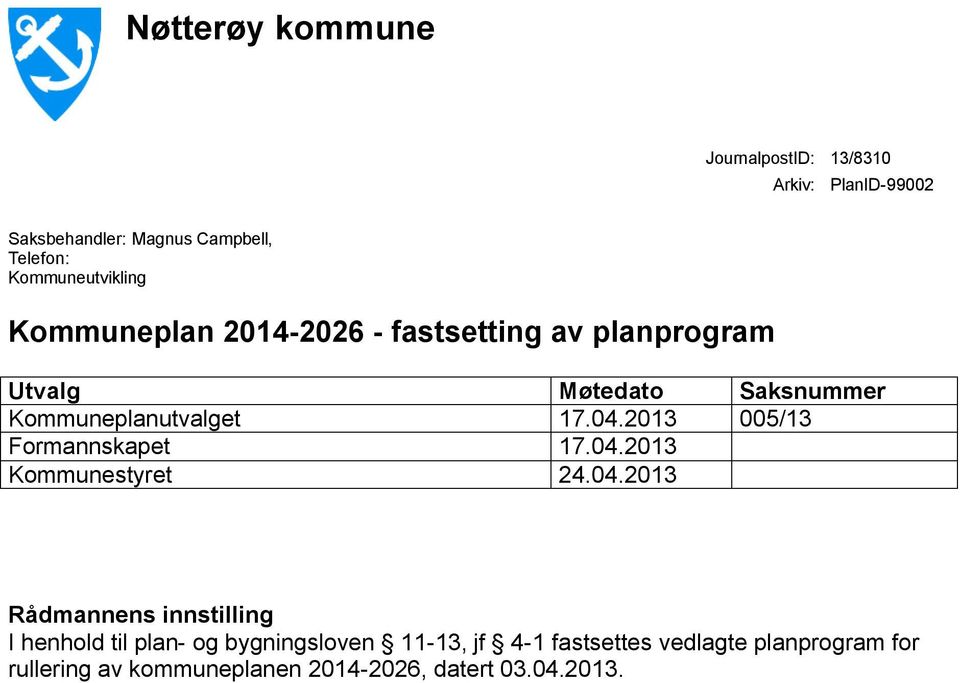 Kommuneplanutvalget 17.04.