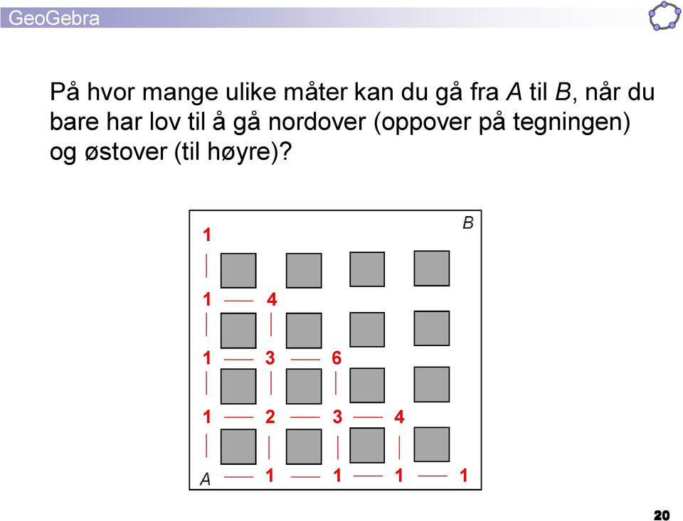 nordover (oppover på tegningen) og