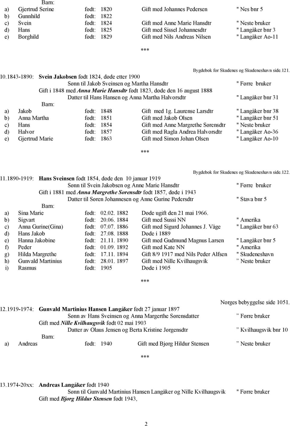 1843-1890: Svein Jakobsen født 1824, døde etter 1900 Sønn til Jakob Sveinsen og Martha Hansdtr Gift i 1848 med Anna Marie Hansdtr født 1823, døde den 16 august 1888 Datter til Hans Hansen og Anna