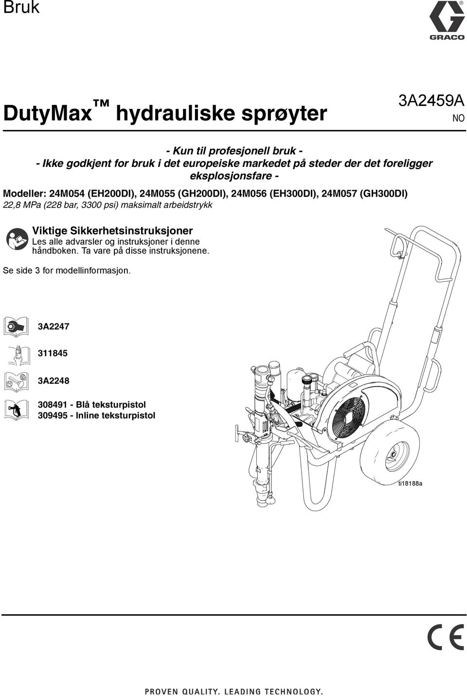 3300 psi) maksimalt arbeidstrykk Viktige Sikkerhetsinstruksjoner Les alle advarsler og instruksjoner i denne håndboken.