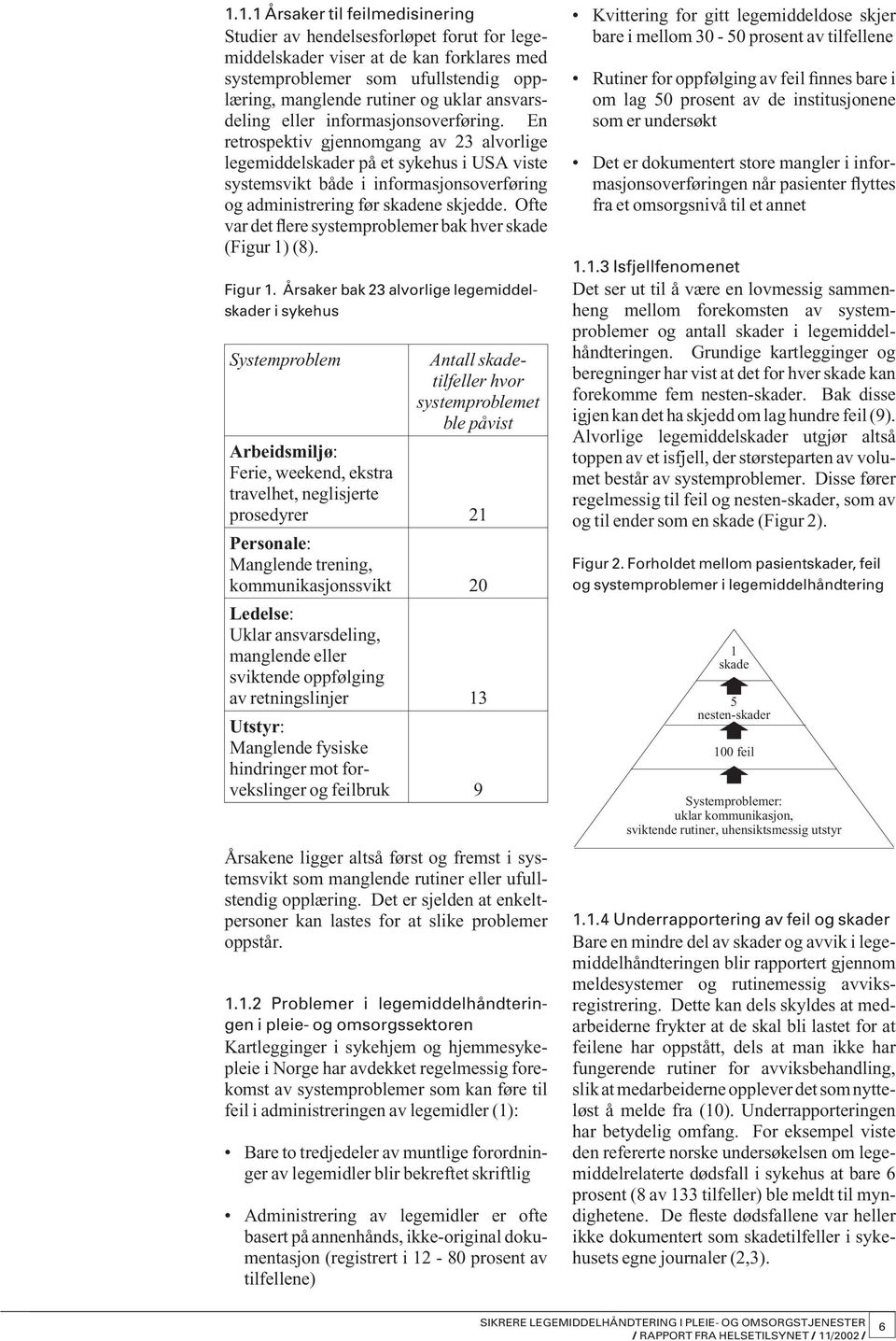 En retrospek tiv gjennomgang av 23 alvorlige legemiddelskader på et sykehus i USA viste systemsvikt både i informasjonsoverføring og administrering før skadene skjedde.