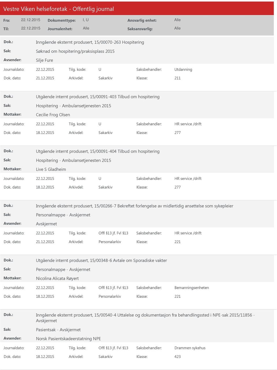 15/00266-7 Bekreftet forlengelse av midlertidig ansettelse som sykepleier Personalmappe - Dok. dato: 21.12.