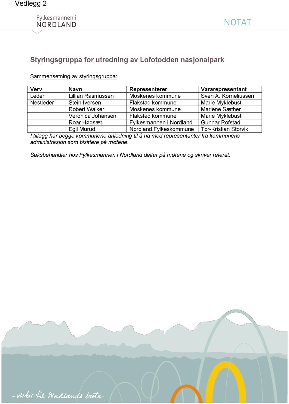 Korneliussen Nestleder Stein Iversen Flakstad kommune Marie Myklebust Robert Walker Moskenes kommune Marlene Sæther Veronica Johansen Flakstad kommune Marie