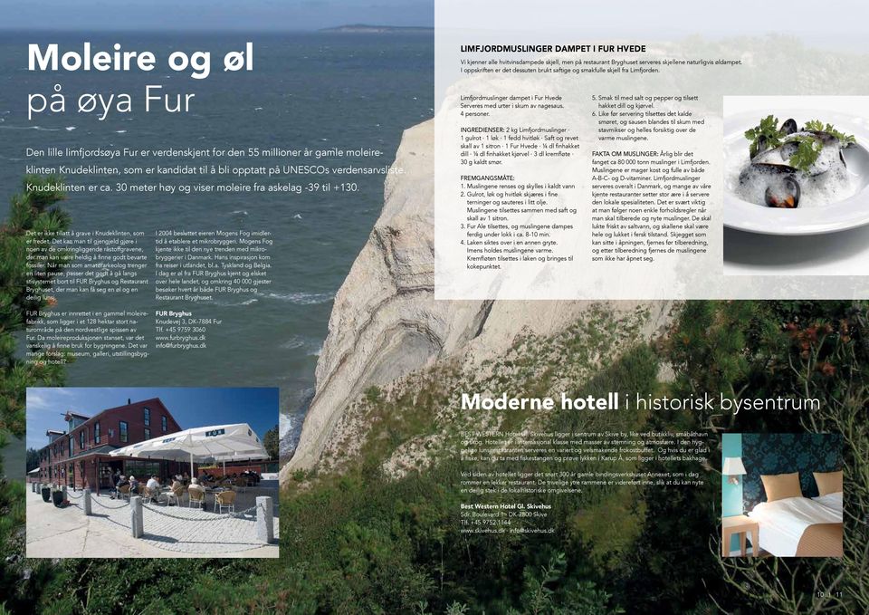 på øya Fur Den lille limfjordsøya Fur er verdenskjent for den 55 millioner år gamle moleire- klinten Knudeklinten, som er kandidat til å bli opptatt på UNESCOs verdensarvsliste. Knudeklinten er ca.