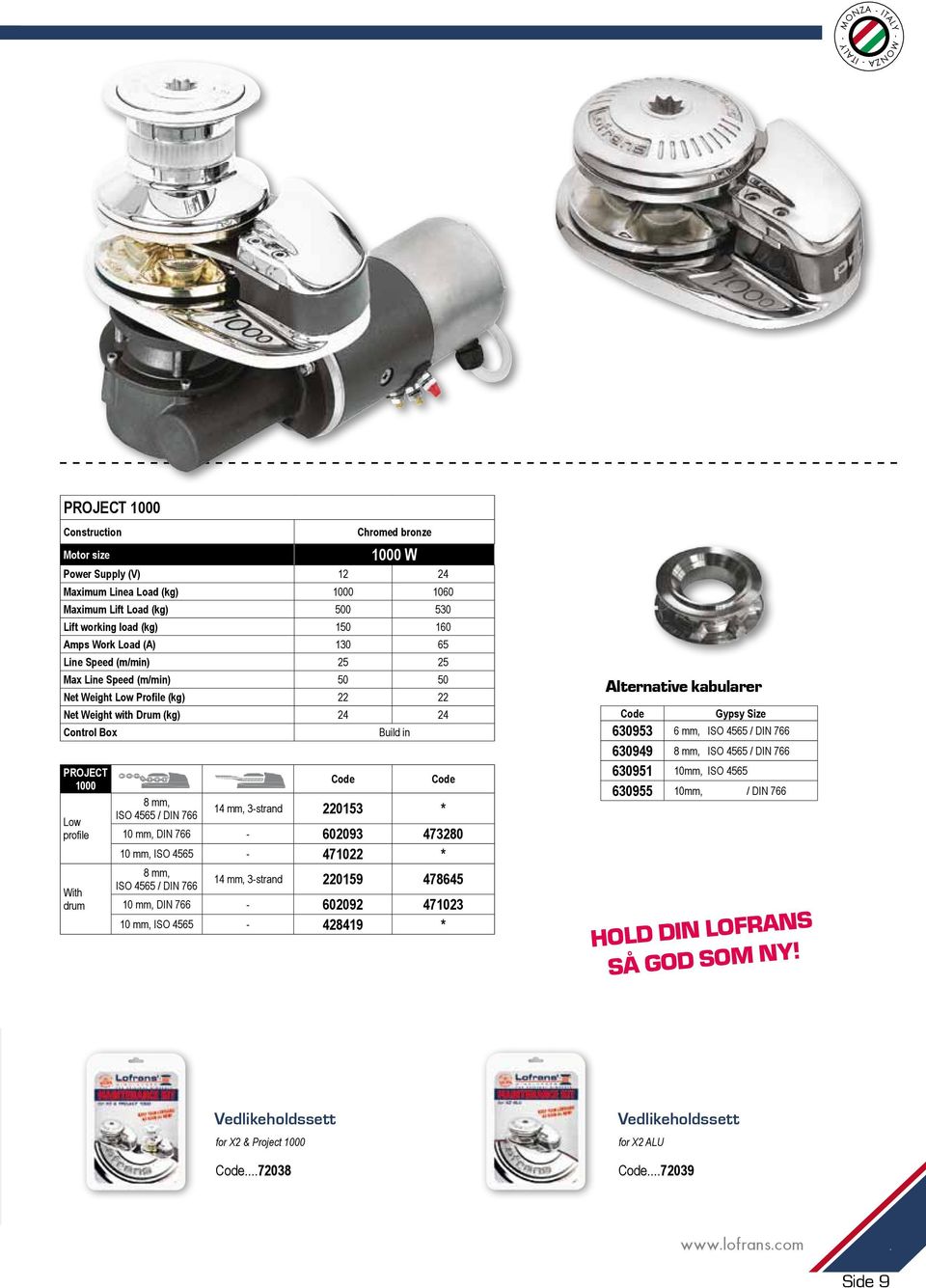 PROJECT 1000 Low profile With drum 8 mm, ISO 4565 / DIN 766 Build in 14 mm, 3-strand 220153 * 10 mm, DIN 766-602093 473280 10 mm, ISO 4565-471022 * 8 mm, ISO 4565 / DIN 766 14 mm, 3-strand 220159