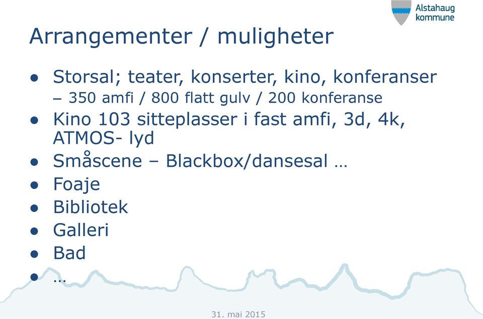 konferanse Kino 103 sitteplasser i fast amfi, 3d, 4k,