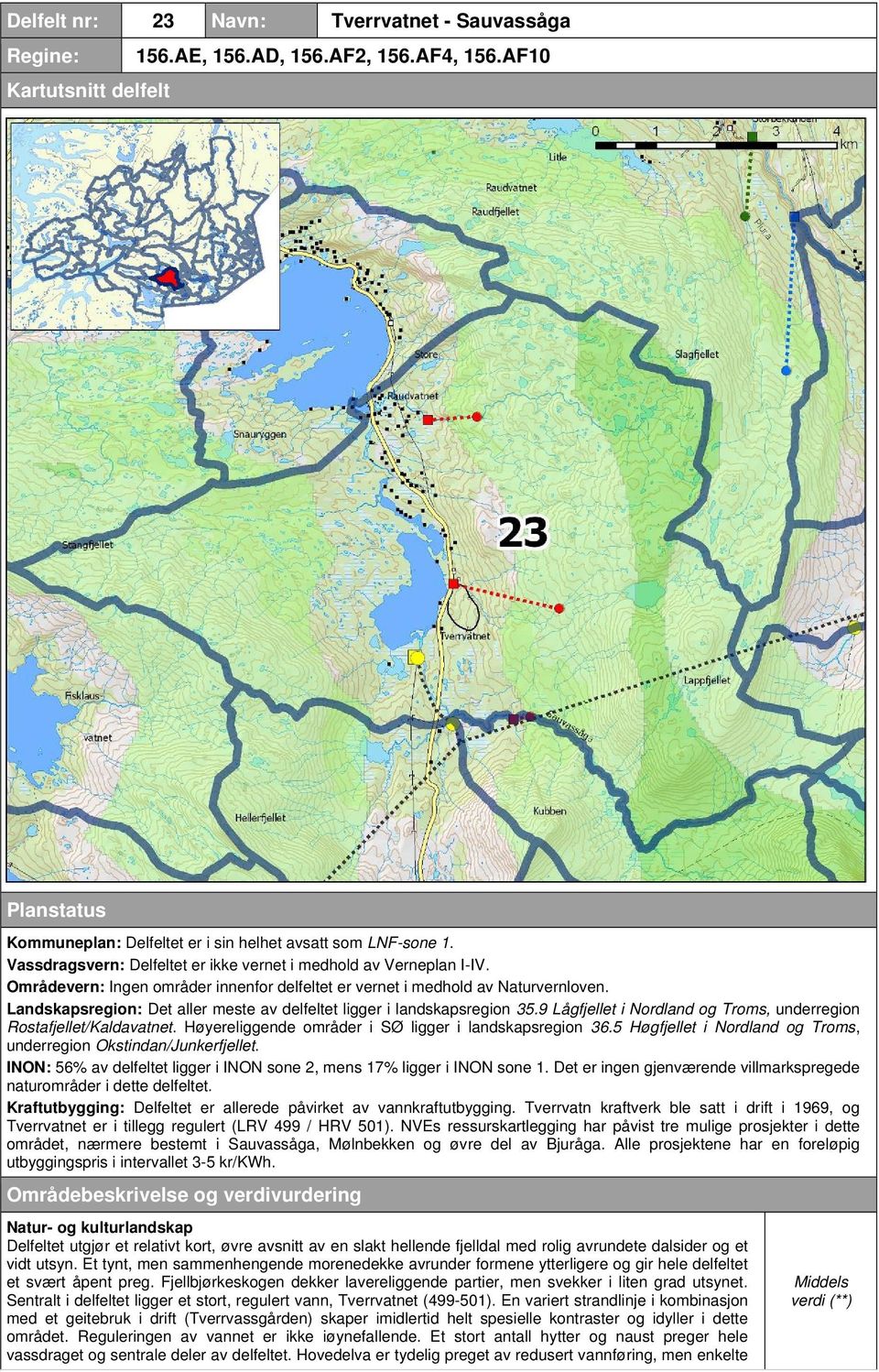 Landskapsregion: Det aller meste av delfeltet ligger i landskapsregion 35.9 Lågfjellet i Nordland og Troms, underregion Rostafjellet/Kaldavatnet.