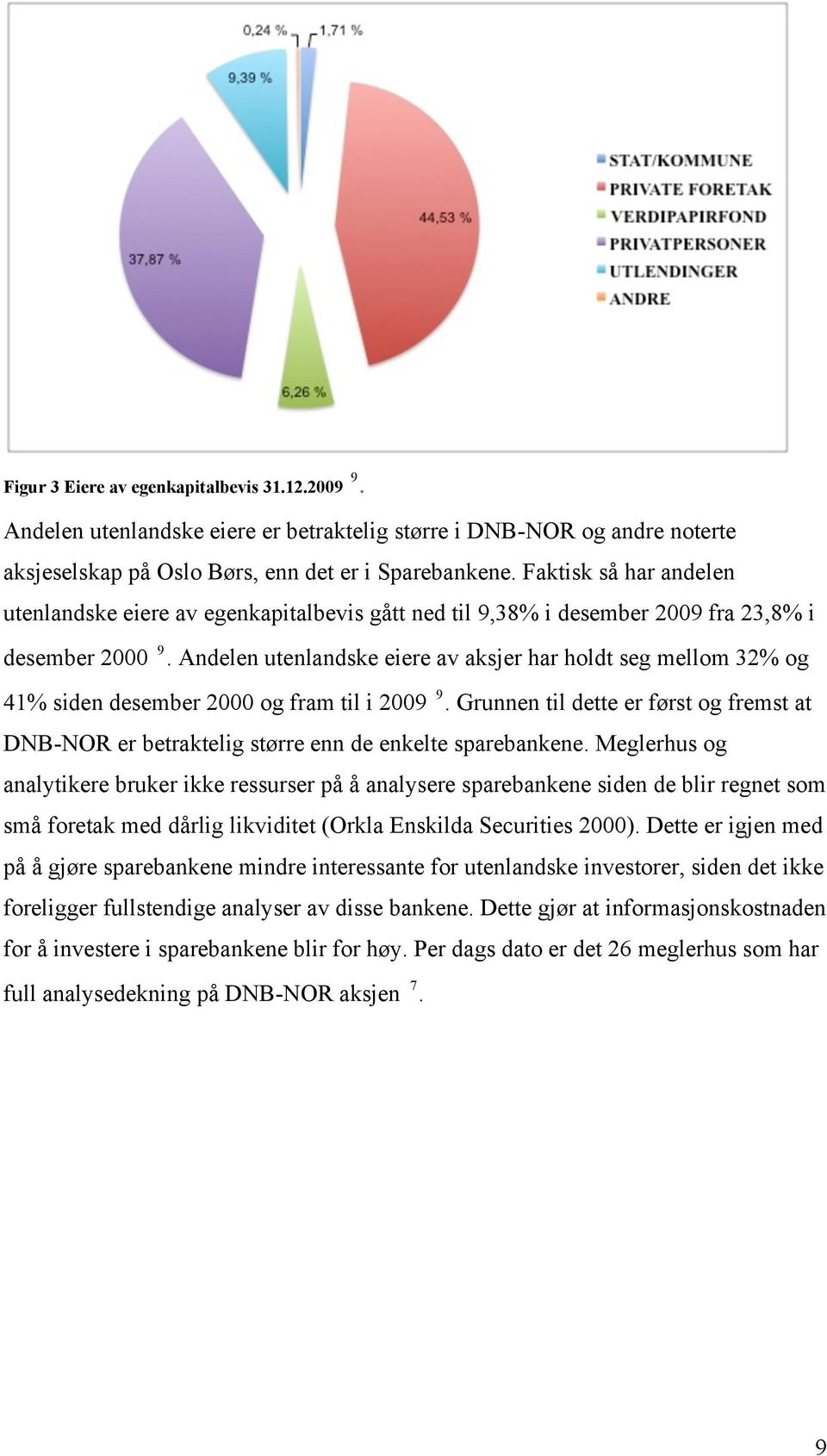 Andelen utenlandske eiere av aksjer har holdt seg mellom 32% og 41% siden desember 2000 og fram til i 2009 9.