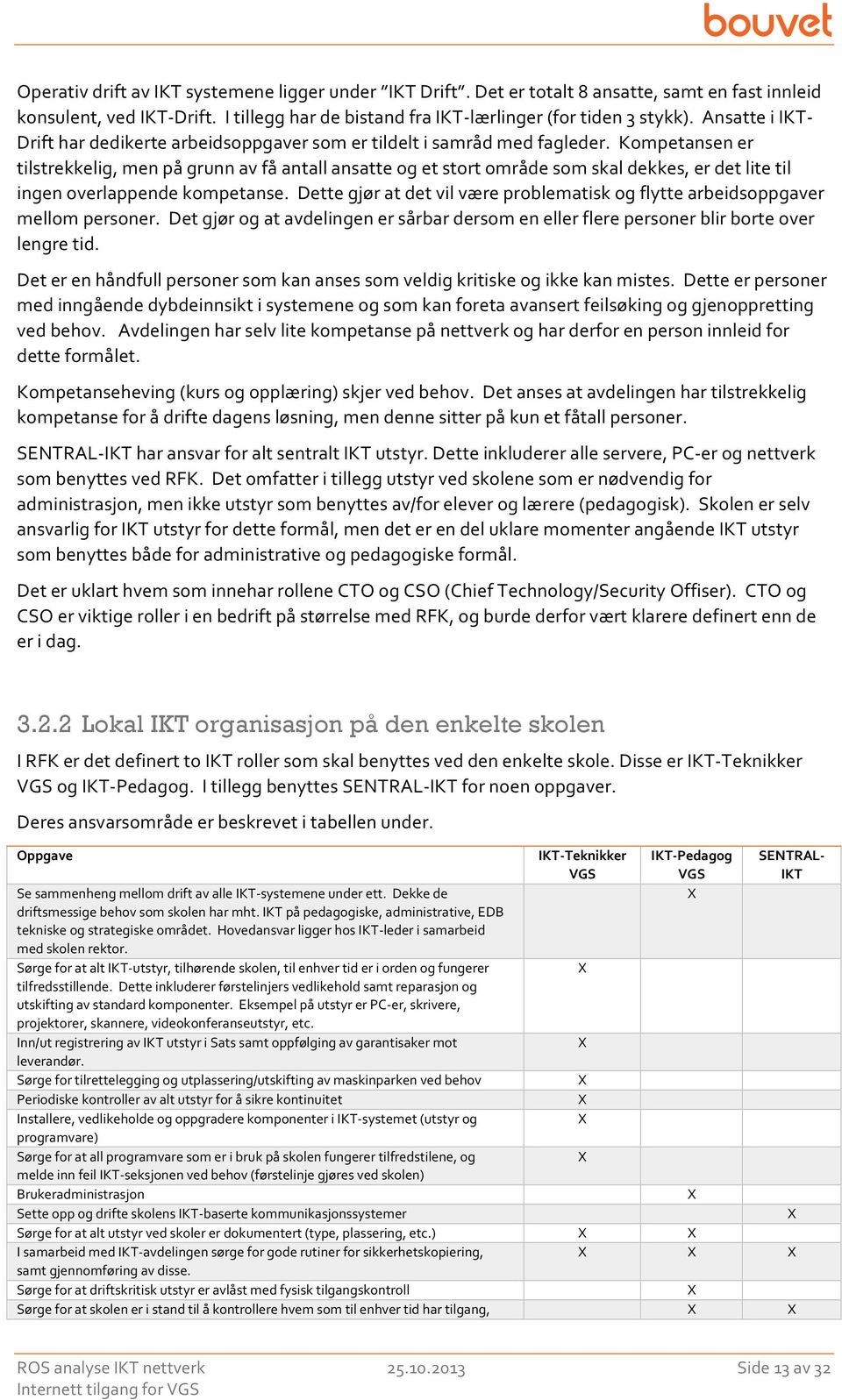 Kompetansen er tilstrekkelig, men på grunn av få antall ansatte og et stort område som skal dekkes, er det lite til ingen overlappende kompetanse.