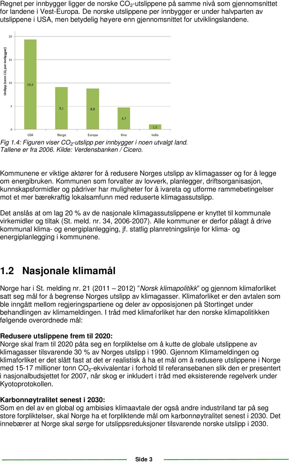 4: Figuren viser CO 2 -utslipp per innbygger i noen utvalgt land. Tallene er fra 2006. Kilde: Verdensbanken / Cicero.