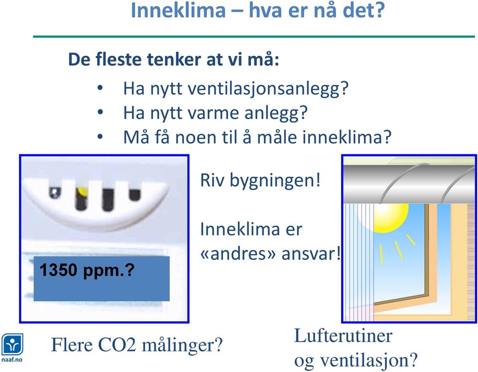 Ha nytt varme anlegg? Må få noen til å måle inneklima?