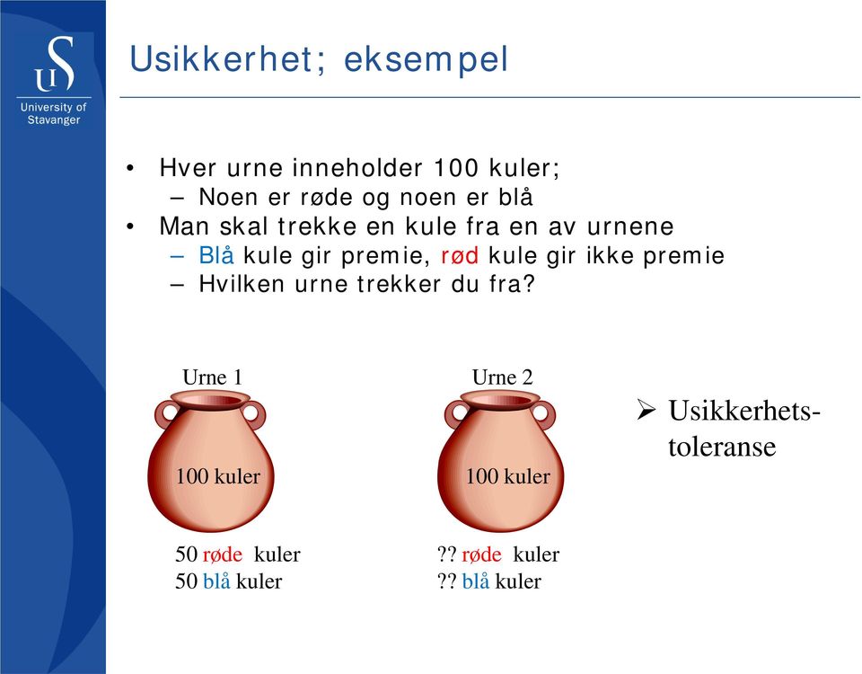 kule gir ikke premie Hvilken urne trekker du fra?