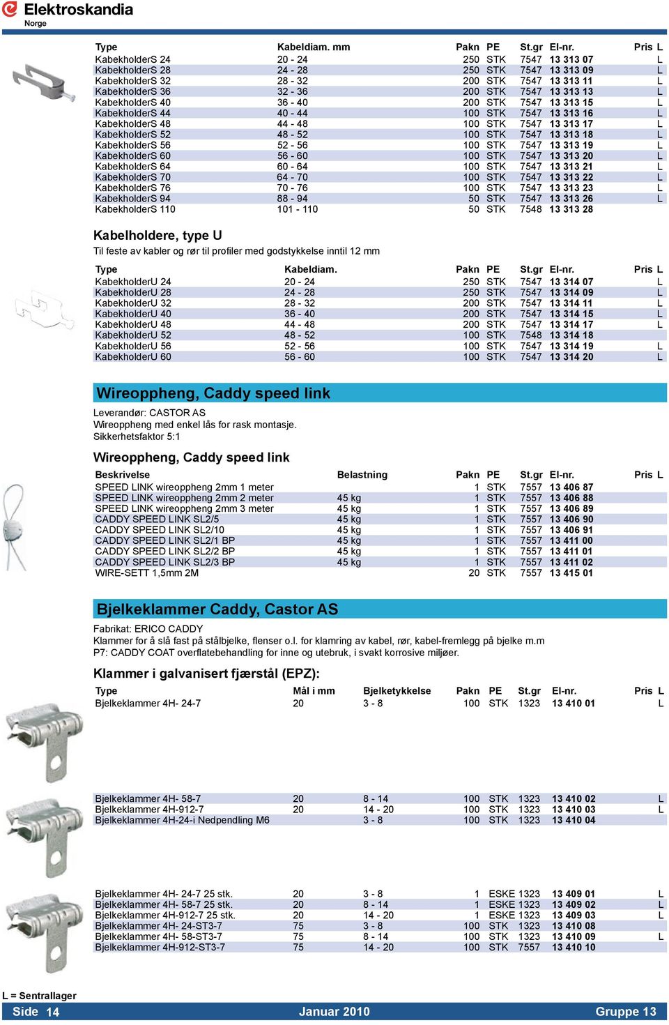 KabekholderS 40 36-40 200 STK 7547 13 313 15 L KabekholderS 44 40-44 100 STK 7547 13 313 16 L KabekholderS 48 44-48 100 STK 7547 13 313 17 L KabekholderS 52 48-52 100 STK 7547 13 313 18 L