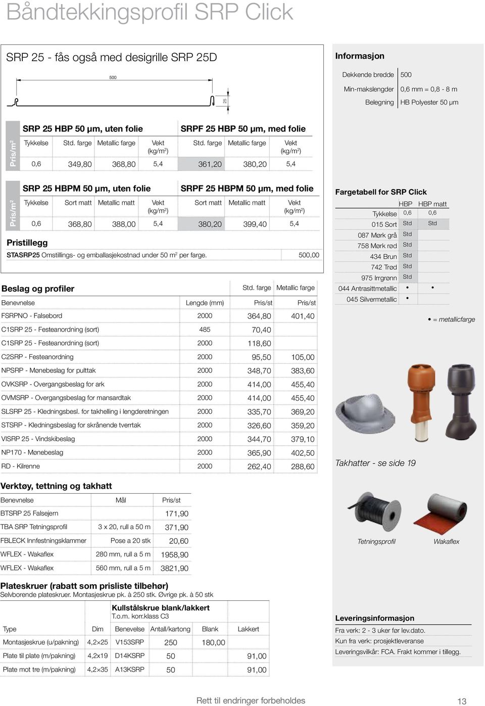 farge Metallic farge 0,6 349,80 368,80 5,4 361,20 380,20 5,4 SRP 25 HBPM 50 µm, uten folie Tykkelse Sort matt Metallic matt SRPF 25 HBPM 50 µm, med folie Sort matt Metallic matt 0,6 368,80 388,00 5,4