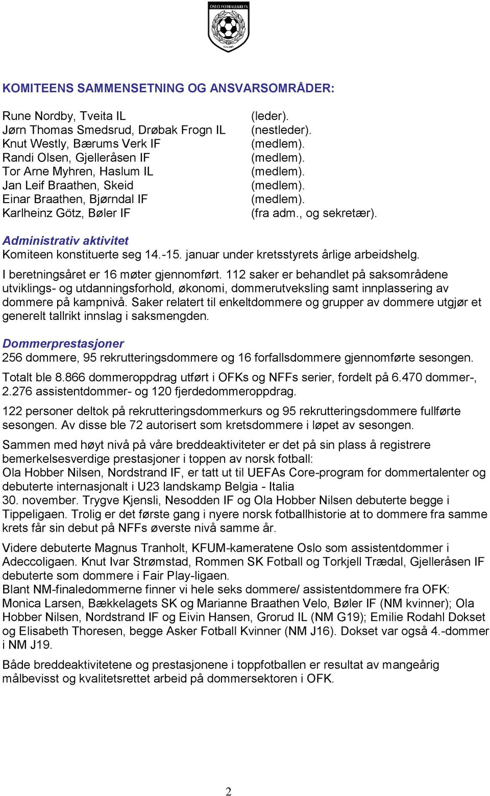 januar under kretsstyrets årlige arbeidshelg. I beretningsåret er 16 møter gjennomført.