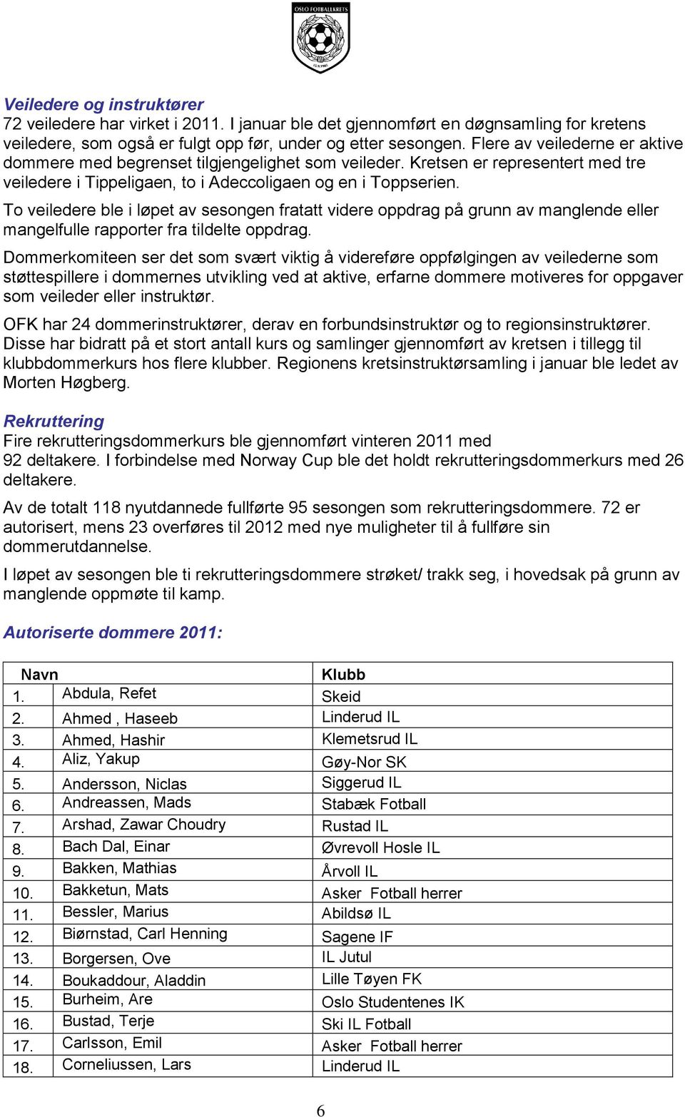 To veiledere ble i løpet av sesongen fratatt videre oppdrag på grunn av manglende eller mangelfulle rapporter fra tildelte oppdrag.