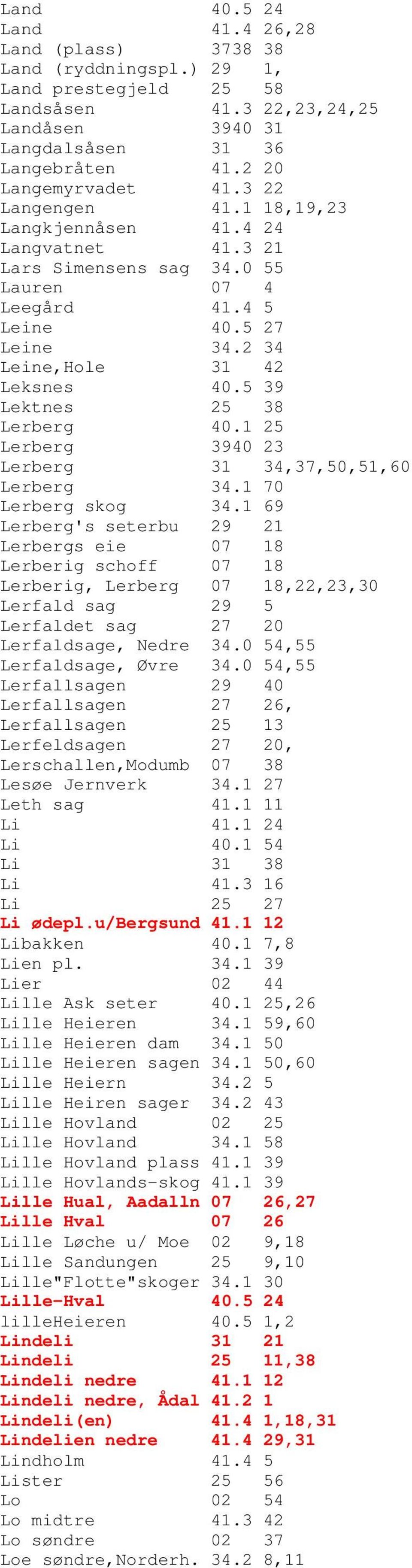 5 39 Lektnes 25 38 Lerberg 40.1 25 Lerberg 3940 23 Lerberg 31 34,37,50,51,60 Lerberg 34.1 70 Lerberg skog 34.